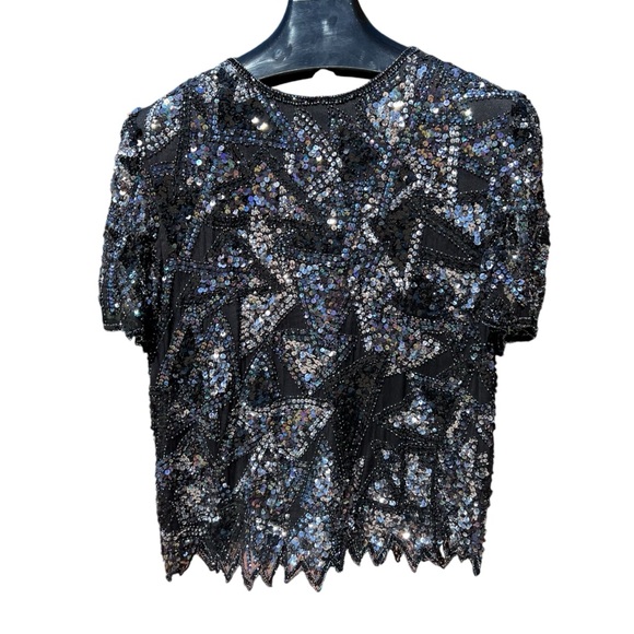 Vintage Beaded Silk Top by StyleWorks Size Large - Picture 7 of 11
